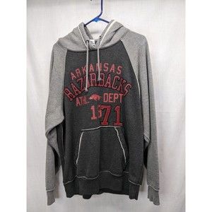 J America Brand Vintage Arkansas Razorback Drawstring Hoodie Size Medium